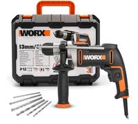WORX Perceuse à percussion filaire 800W WX328, mandrin sans clé de 13 mm, vitesse variable, rotation avant et arrière, livrée avec 3 forets HSS, 3 forets pour le béton, 1 jauge de profondeur