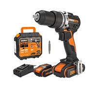 WORX Perceuse à Percussion sans Fil 20V WX352, Couple Max de 60Nm, Mandrin ⌀13mm, Moteur Brushless, 2 Vitesses Variables, Avec 2 Batteries 2Ah, Chargeur et Accessoires