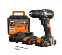 WORX Perceuse à Percussion sans Fil 20V WX355, Couple Max de 55 Nm, Mandrin de ⌀13 mm, Moteur Brushless, 2 Vitesses Variables, Compacte et Légère, Avec 2 Batteries 2Ah et Chargeur Rapide