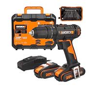 WORX Perceuse Visseuse à Percussion sans Fil 18V (20V MAX) WX370, PowerShare, Max. 50Nm, avec 2 batteries 2,0 Ah et 30 forets, 2 Vitesses Variable, Mandrin Automatique 13mm
