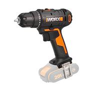 WORX - Perceuse-visseuse sans fil 20V - WX100.9 - ⌀10mm - 30Nm (Livrée sans batterie ni chargeur, sac de transport, double embout de vissage, idéal pour les petits travaux) Noir