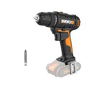 WORX - Perceuse-visseuse sans fil 20V - WX100.9 - ⌀10mm - 30Nm (Livrée sans batterie ni chargeur, sac de transport, double embout de vissage, idéal pour les petits travaux) Noir