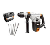 WORX Perforateur 1250W WX333, Force de Frappe de 5J, 32mm Béton, Mandrin 13mm, Pour le Perçage, Perçage à Percussion et Burinage, Vitesse Variable, Livré Avec 2 Burins et 3 Forets SDS