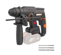 WORX Perforateur sans fil Brushless 20V WX381.9, 2J, 3 en 1, Perçage, Percussion, Burinage dans tous les matériaux, antivibrations, livré sans batterie ni chargeur, avec accessoires