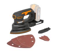 WORX - Ponceuse triangulaire sans fil - 20V-2Ah - WX822.9 (Livrée sans batterie ni chargeur, 6 abrasifs, doit de ponçage et coffret), Sin bateria