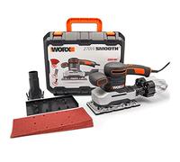 WORX Ponceuse Vibrante Electrique 270W WX642.1, Grande Superficie de Ponçage 93 x 230mm, Vitesse Variable, Système Anti Poussière, Confortable, Livrée Avec Coffret de Rangement et Accessoires