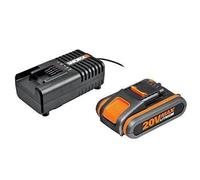 WORX Kit de Démarrage Pack Batterie Lithium 20V et chargeur rapide WA3601, batterie de 2,5Ah, charge en une heure votre outil, compatible avec tous les outils sans Fil WORX Powershare
