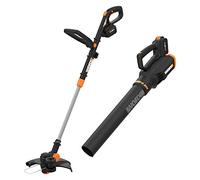 Worx PowerShare WG930.3 Kit débroussailleuse et souffleur sans Fil 20 V 25,4 cm 20 V 2 Batteries 4 Ah et Double Chargeur, Noir et Orange