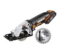 WORX - Scie circulaire sans fil 20V - WORXsaw - WX527 - 85 mm (livrée avec batterie et chargeur, adaptateur aspirateur, guide et coffret, profondeur de coupe de 27 mm)