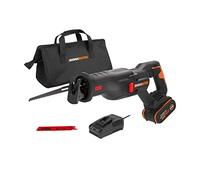 WORX Nitro - Scie sabre brushless sans fil 20V - 4Ah - WX516 (Livrée avec batterie et chargeur, Changement Rapide de Lame, Vitesse de Coupe Variable, Lumière LED, 1 lame bois et 1 lame métal)