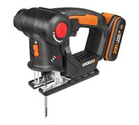 WORX Scie Sauteuse et Scie Sabre sans Fil 20V WX550, Course de 20 mm, Jusqu'à 127 mm, Multifonction, Découpe Bois, Aluminium, Acier, PVC, Fonction pendulaire, Avec 1 Batterie 2Ah et Chargeur Rapide