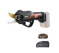 WORX Sécateur sans Fil 20V WG330E, Brushless, Coupe 25 mm, 1500 coupes en une charge, double protection, compact et léger, Lames haute résistance SK5, livré avec une batterie 2Ah et chargeur