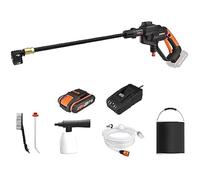 WORX Nettoyeur Haute Pression sans Fil 20V Hydroshot WG620E.2, outil mobile sans raccord d'eau fixe, livré avec 1 Batterie 4Ah et Chargeur, Tuyau, Brosse, Seau, Flacon de Savon, et autres accessoires