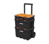 WORX Système de stockage modulaire, noir, inclus : Chariot roues 7 pouces, malette, organiseur avec joint étanche, Garantie 5 ans, dimensions : 41,1x52,5x69,4 cm