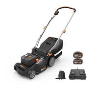 WORX Tondeuse à Gazon sans Fil 40V WG737E, Surface Max de 600 m², Lame de 37cm, Sac de 40L, Coupe jusqu'aux Bordures, 6 Hauteurs de Coupe, Livrée avec 2 Batteries 4Ah et Chargeur Double Rapide