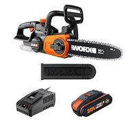 WORX - Tronçonneuse sans fil 20V- WG322E.1- guide de 25 cm (Livrée avec une batterie et un chargeur, Légère et compacte, indicateur de niveau d'huile, auto-lubrification de la chaîne)