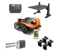 WORX Vision Cloud 2WD WR330E Robot tondeuse 3000 m² sans fil périphérique + Garage + Antivol + Brosse de roue + Lames longue durée (évitement d'obstacles IA, navigation VSLAM + RTK Cloud, Cut-to-Zero)
