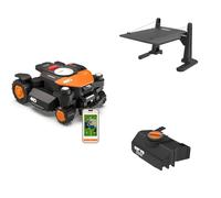 WORX Vision Cloud 4WD WR342E Robot Tondeuse 2000 m² sans Fil périphérique + Garage + Cut-to-Zero (évitement d'obstacles par IA, Navigation VSLAM + RTK Cloud, Pente de 84%, cartographie Automatique)