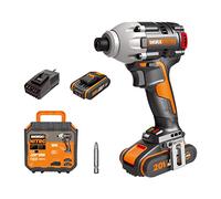 WORX Visseuse à Choc sans Fil Brushless 20V WX261, Légère et puissante 260Nm, 3000 tr/min, mandrin 6,35 mm HEX, 3 Vitesses, crochet et embout de vissage, livrée avec Batterie et Chargeur