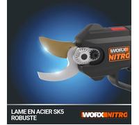 Worx - WG330E.9 - NITRO - Cisaille/secateur sans fil Brushless 20V - (Livree sans batterie ni chargeur) - Noir/Orange