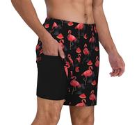 Wosabee Maillot de bain pour homme avec doublure de compression à séchage rapide, Flamant rose pastèque, Medium