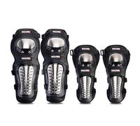 WOSAWE Adulte Kit de Protection Genoux et Coudes Acier Inoxydable Protège Coudière Genouillère Équipement Professionnel pour Moto Cross Vélo VTT (Longue Coudes & Genouillère)