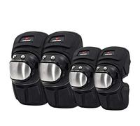 WOSAWE Adulte Kit de Protection Genoux et Coudes Acier Inoxydable Protège Coudière Genouillère Équipement Professionnel pour Moto Cross Vélo VTT (Court Coudes & Genouillère)