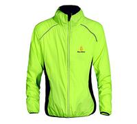 WOSAWE Veste de Cyclisme Homme, Léger Respirant Blouson Coupe-Vent VTT Réfléchissant pour Course, Randonnée, Jogging (Vert, L)