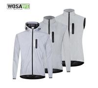 WOSAWE Veste entièrement réfléchissante avec capuche Coupe-vent imperméable haute visibilité Hommes Femmes Randonnée Cyclisme Course Gilet de sécurité BL220 without Hoods