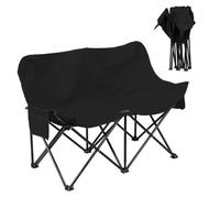 woshapce Chaise de camping double pour 2 adultes, causeuse pliante portable avec sac de transport, poches latérales, design à siège bas, capacité de 150 kg, pour camping, pique-nique, pêche, barbecue