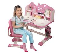 woshapce Ensemble bureau et chaise réglables en hauteur pour enfants, table d'étude ergonomique avec tiroir de rangement, poste de travail spacieux, bureau d'école de dessin animé pour enfants de 3 à