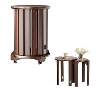woshapce Lot de 4 tabourets empilables en bois avec roulettes, tabourets ronds avec roulettes verrouillables pour cuisine, salon, dortoir, chambre à coucher, table d'appoint, support de plantes