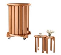 woshapce Lot de 4 tabourets empilables en bois avec roulettes, tabourets ronds avec roulettes verrouillables pour cuisine, salon, dortoir, chambre à coucher, table d'appoint, support de plantes