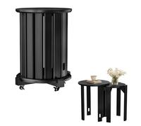 woshapce Lot de 4 tabourets empilables en bois avec roulettes, tabourets ronds avec roulettes verrouillables pour cuisine, salon, dortoir, chambre à coucher, table d'appoint, support de plantes