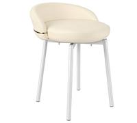 woshapce Tabouret de coiffeuse en cuir synthétique avec dossier bas, tabouret de maquillage pivotant, siège rond rembourré, siège en cuir synthétique pour chambre à coucher, salon, vestiaire, bureau