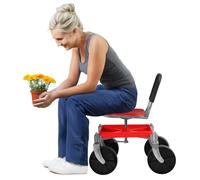 woshapce Tabouret de jardin, chariot à outils sur roulettes, siège de jardin roulant à hauteur réglable avec plateau de rangement pour outils, siège de travail pivotant à 360°, cadre en acier robuste