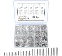 woshilaoDS 1000 Pièces Micro Vis de Réparation, Petites Mini Vis à Tête Cylindrique pour Lunettes Ordinateur Portable électronique, M1.6 M1.7 M2 M2.5 M3