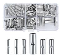 woshilaoDS 120 Pièces Connecteurs Bout à Bout Non Isolés, 16-22 AWG Kit de Cosses Électriques a Sertir Bout à Bout, Câble de Virole Cosses de Fils à Raccordement Non Isolées