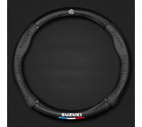 woshisanni Couvre Volant Voiture pour Suzuki S-Cross SX4 Swift Jimny Alto Grand Vitara Ignis Samurai, Housse de Volant en Cuir Antidérapant Respirant Housse de Protection Interieur Accessoires,Black