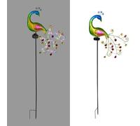 WOSHISHENXIAN Lampes solaires en forme de paon en métal pour décoration extérieure - Lampe LED solaire étanche pour chemin, patio, cour, pelouse, pavillon de fées, décoration extérieure (bijou quatre