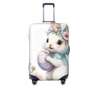 Woshuwo Adorable housse de bagage élastique en forme de lapin, couronne florale, anti-poussière, résistante aux rayures, pour valises de 55,9 à 61 cm