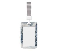Woshuwo Adorable porte-badge coulissant en plastique rigide avec motif bonhomme de neige, forêt enneigée, arbres à feuilles persistantes, pour le bureau des infirmières