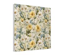 Woshuwo Aquarelle Fleurs sauvages marguerites et tulipes Impression sur toile pour dortoir, chambre à coucher, salon, 30 x 30 cm encadrée