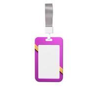 Woshuwo Bannière violette avec rayures diagonales dorées coulissantes en plastique rigide pour cartes de travail, porte-nom pour infirmières, bureau