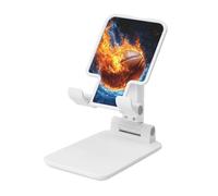 Woshuwo Basketball In Fire Dramatic Flame Support pliable pour téléphone portable à angle réglable en hauteur Compatible avec tous les smartphones Blanc
