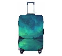 Woshuwo Beautiful Nights Sky Stars Green Northern Lights Sea Housse de protection élastique pour valises de 55,9 à 61 cm