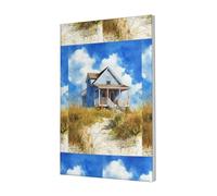 Woshuwo Belle maison de plage sur toile murale affiche esthétique impression peinture pour dortoir, chambre à coucher, salon, 30 x 45 cm encadrée