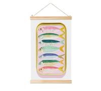 Woshuwo Boîte ouverte de sardines en lin à suspendre, art mural en lin, œuvre d'art moderne, décoration de ferme, 40 x 60 cm