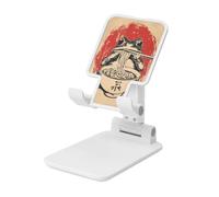 Woshuwo Bol japonais rétro grenouille mangeant ramen support pliable pour téléphone portable, angle réglable, support de bureau portable compatible avec tous les smartphones, blanc