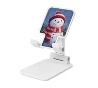 Woshuwo Bonhomme de neige avec écharpe rouge et blanche - Support pliable pour téléphone portable - Angle réglable - Hauteur réglable - Compatible avec tous les smartphones - Style blanc